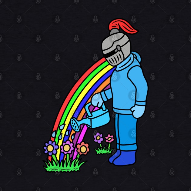 Cute cartoon knight gardening by Andrew Hau